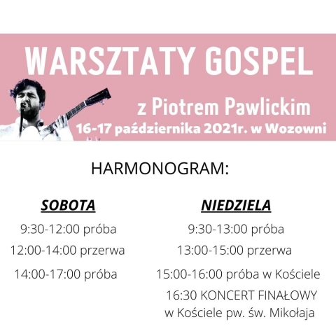 Galeria dla Warsztaty gospel z Piotrem Pawlickim 